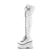 Blanc Verni 11,5 KERA-303 bottes cuissardes  lacets