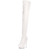 Blanc Verni 15,5 cm DELIGHT-3063 Cuissardes Bottes Plateforme