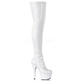 Blanc Verni 18 cm ADORE-3000 Bottes Cuissardes Talons Hauts