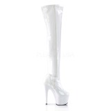 Blanc Verni 18 cm ADORE-3000 Bottes Cuissardes Talons Hauts