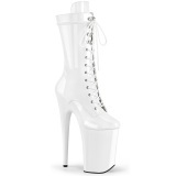 Blanc Verni 23 cm INFINITY-1050 talons trs hauts - bottines plateforme extrme
