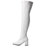 Blanc Verni 8 cm GOGO-3000 bottes cuissardes hommes