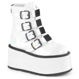 Blanc Vernis 9 cm DAMNED-105 bottines avec boucles