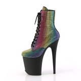 Blanc bottines pierre strass 20 cm FLAMINGO-1020RS2 bottines talons hauts pleaser