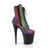 Blanc bottines pierre strass 20 cm FLAMINGO-1020RS2 bottines talons hauts pleaser