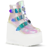 Blanc glitter 14 cm SWING-105 bottines plateforme compenses lolita