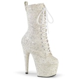 Blanc glitter 18 cm Pleaser bottines talons hauts femme