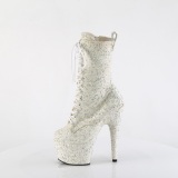 Blanc glitter 18 cm Pleaser bottines talons hauts femme