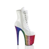 Blanc glitter 20 cm FLAMINGO-1020HG exotic bottines de striptease