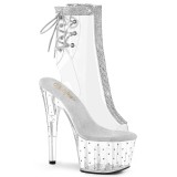 Blanc transparent 18 cm STARDUST-1018C-2RS bottines de striptease