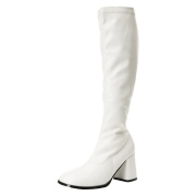 Blanches bottes hautes vinyle - annes 70 en - hippie disco gogo botte haute  talon carr 7,5 cm