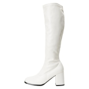 Blanches bottes hautes vinyle - annes 70 en - hippie disco gogo botte haute  talon carr 7,5 cm