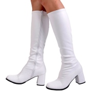 Blanches bottes hautes vinyle - annes 70 en - hippie disco gogo botte haute  talon carr 7,5 cm