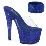 Bleu 18 cm 712RS sandales talon haut avec manchette de cheville strass plateforme