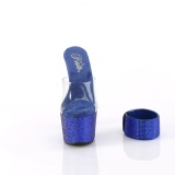 Bleu 18 cm 712RS sandales talon haut avec manchette de cheville strass plateforme