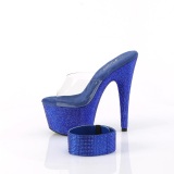 Bleu 18 cm 712RS sandales talon haut avec manchette de cheville strass plateforme