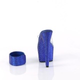 Bleu 18 cm 712RS sandales talon haut avec manchette de cheville strass plateforme