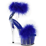 Bleu 18 cm ADORE-724F sandales à talons hauts et plumes pole dance