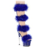 Bleu 18 cm ADORE-728F sandales à talons hauts et plumes pole dance
