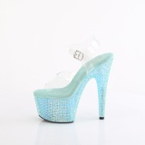 Bleu 18 cm BEJEWELED-708RRS chaussure talon haut pole dance strass plateforme