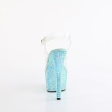 Bleu 18 cm BEJEWELED-708RRS chaussure talon haut pole dance strass plateforme
