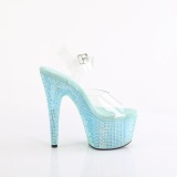 Bleu 18 cm BEJEWELED-708RRS chaussure talon haut pole dance strass plateforme