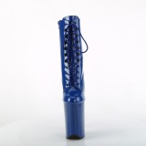 Bleu Verni 23 cm INFINITY-1020 talons trs hauts - bottines plateforme extrme