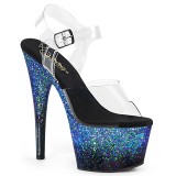 Bleu paillettes 18 cm ADORE-708SS chaussure  talons de pole dance