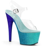 Bleu paillettes 18 cm Pleaser ADORE-708OMBRE chaussure  talons de pole dance