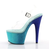 Bleu paillettes 18 cm Pleaser ADORE-708OMBRE chaussure  talons de pole dance