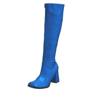 Bleues en cuir verni 7,5 cm GOGO-300 talon botte femme pour homme