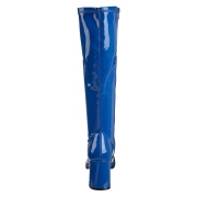 Bleues en cuir verni 7,5 cm GOGO-300 talon botte femme pour homme