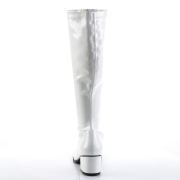 Bottes blanches en cuir verni annes 70 - hippie disco gogo botte haute  talon carr 5 cm