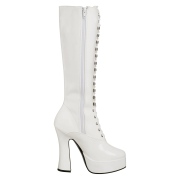 Bottes lacets plateforme blanches verni annes 70 - hippie disco gogo botte haute  talon carr 13 cm