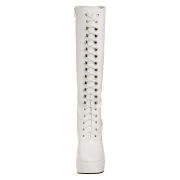 Bottes lacets plateforme blanches verni annes 70 - hippie disco gogo botte haute  talon carr 13 cm