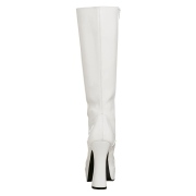 Bottes lacets plateforme blanches verni annes 70 - hippie disco gogo botte haute  talon carr 13 cm