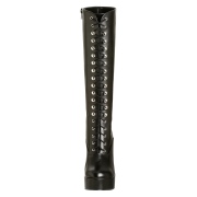 Bottes lacets plateforme noires vinyle annes 70 - hippie disco gogo botte haute  talon carr 13 cm