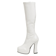 Bottes plateforme blanches verni annes 70 - hippie disco botte haute  talon carr 13 cm