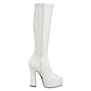 Bottes plateforme blanches verni annes 70 - hippie disco botte haute  talon carr 13 cm