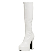 Bottes plateforme blanches verni annes 70 - hippie disco botte haute  talon carr 13 cm