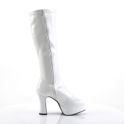 Bottes plateforme blanches verni annes 70 - hippie disco botte haute  talon carr 13 cm