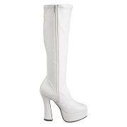 Bottes plateforme blanches vinyle annes 70 - hippie disco botte haute  talon carr 13 cm