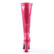 Bottes plateforme pink verni annes 70 - hippie disco botte haute  talon carr 10 cm