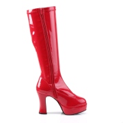 Bottes plateforme rouges verni annes 70 - hippie disco botte haute  talon carr 10 cm