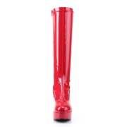 Bottes plateforme rouges verni annes 70 - hippie disco botte haute  talon carr 10 cm