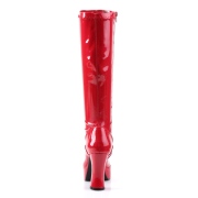 Bottes plateforme rouges verni annes 70 - hippie disco botte haute  talon carr 10 cm