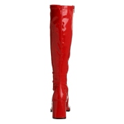 Bottes rouges en cuir verni annes 70 - hippie disco gogo botte haute  talon carr 7,5 cm