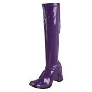 Bottes violettes en cuir verni 7,5 cm GOGO-300 talon botte femme pour homme