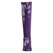 Bottes violettes en cuir verni annes 70 - hippie disco gogo botte haute  talon carr 7,5 cm