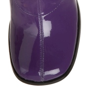 Bottes violettes en cuir verni annes 70 - hippie disco gogo botte haute  talon carr 7,5 cm